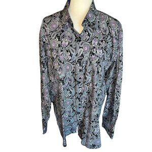 Men's Black/Purple Paisley Drysdales Pearl Snap Western Shirt Size XL